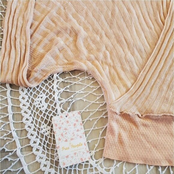 Free People Pluto Wrap Semi-Sheer Long Sleeve Sweater Top in Rose Wine XS - Picture 10 of 11